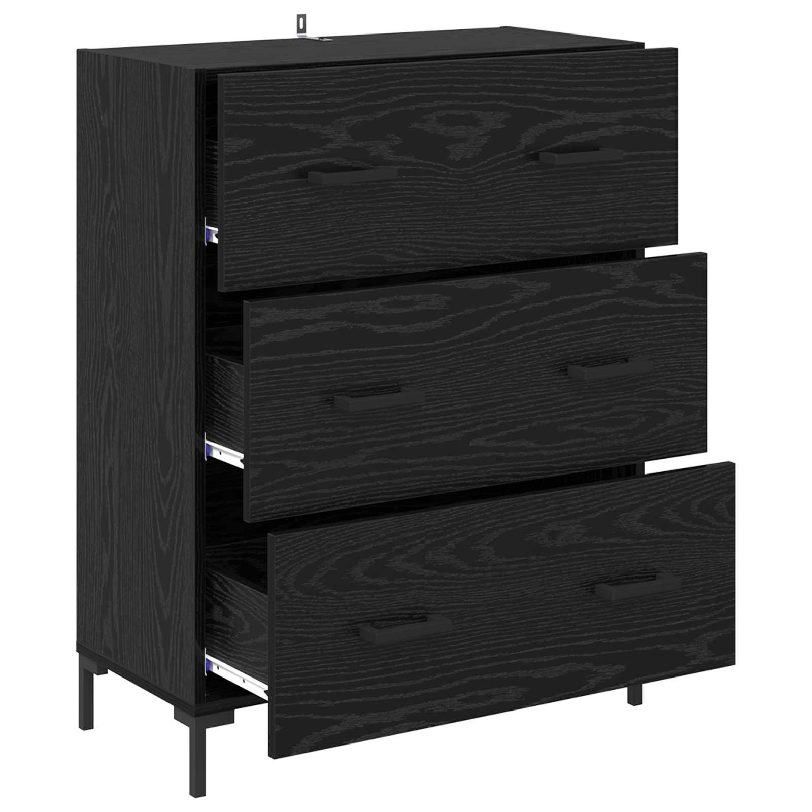 vidaXL Bufet Czarny Dąb 69,5 x 34 x 90 cm Drewno inżynieryjne i żelazo