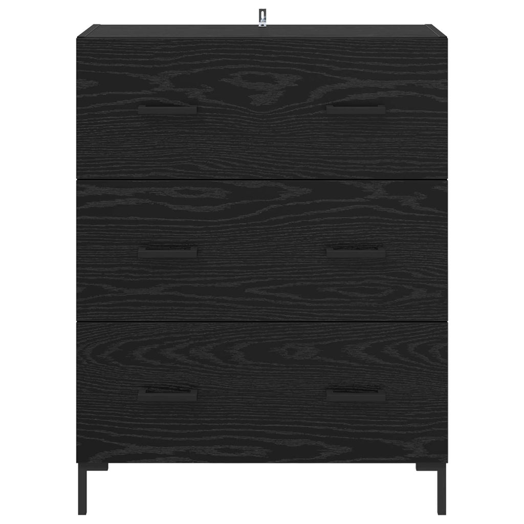 vidaXL Bufet Czarny Dąb 69,5 x 34 x 90 cm Drewno inżynieryjne i żelazo