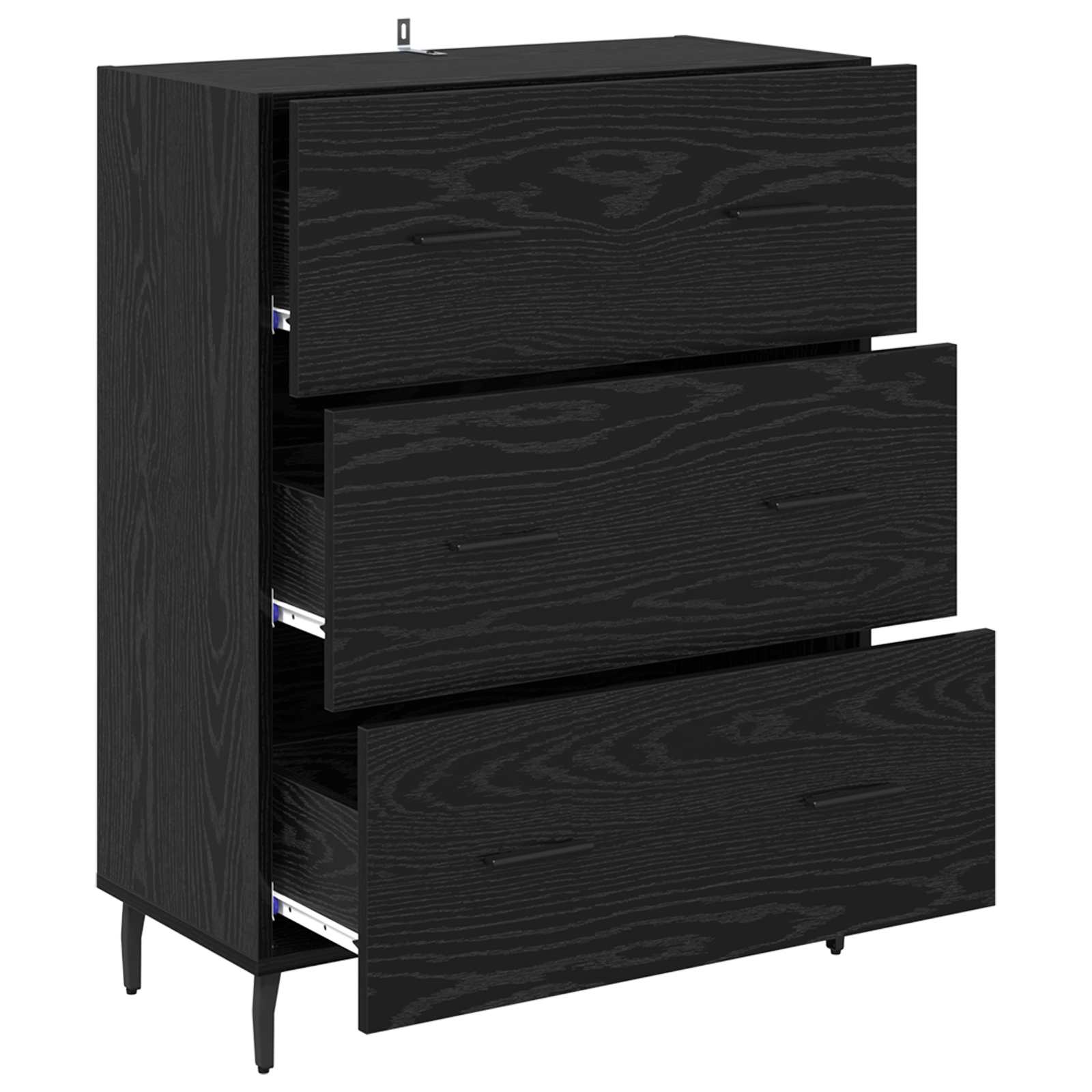 vidaXL Bufet Czarny Dąb 69,5 x 34 x 90 cm Drewno inżynieryjne i żelazo
