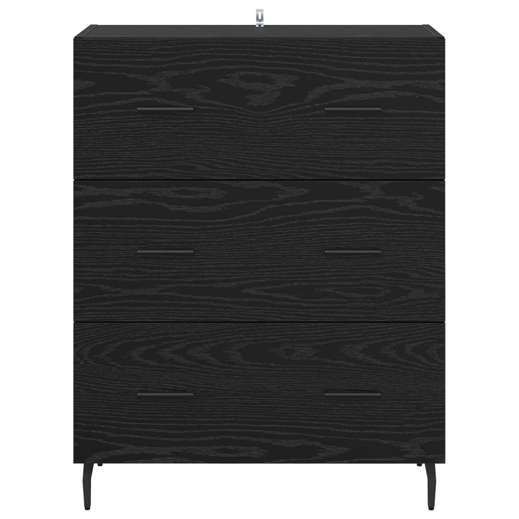 vidaXL Bufet Czarny Dąb 69,5 x 34 x 90 cm Drewno inżynieryjne i żelazo