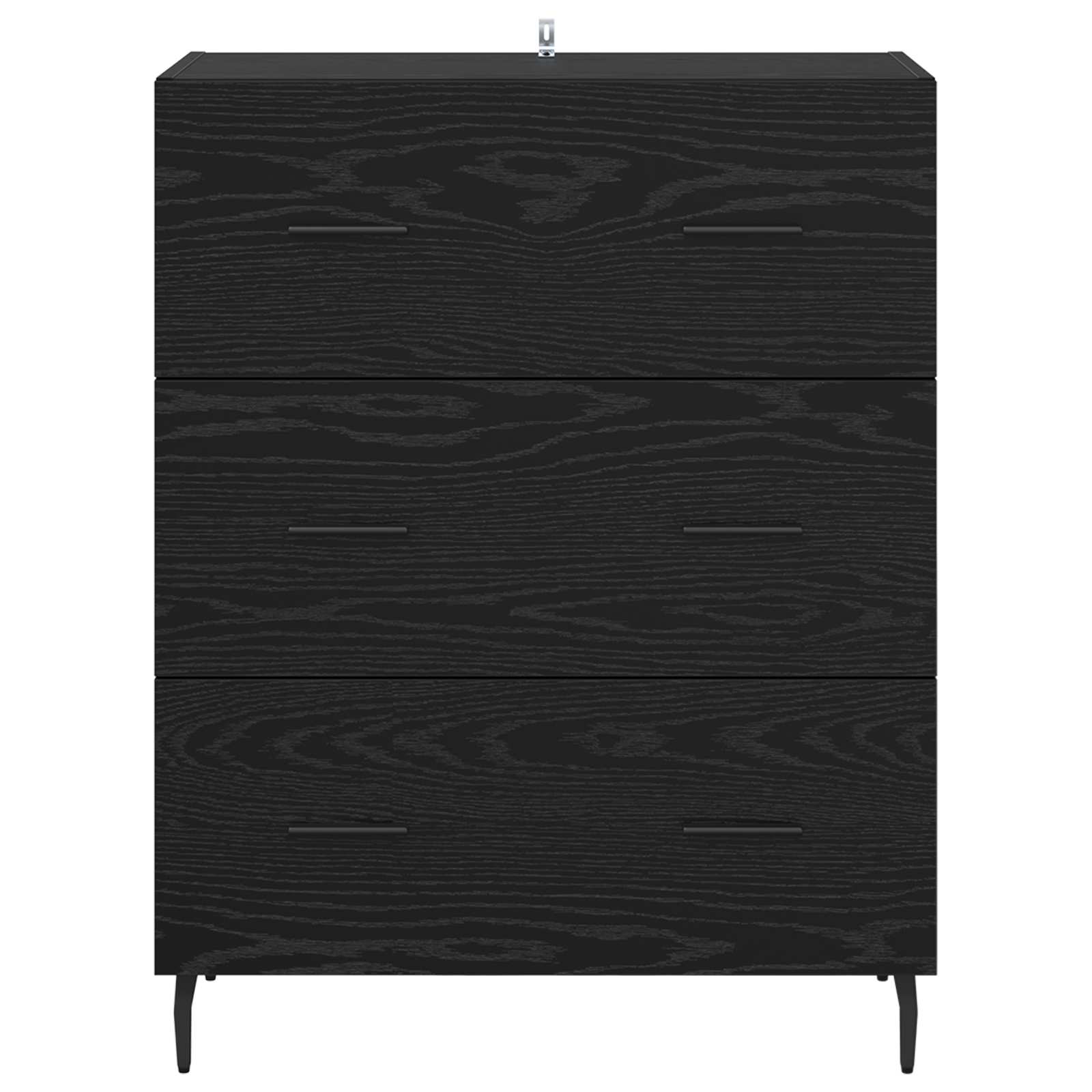 vidaXL Bufet Czarny Dąb 69,5 x 34 x 90 cm Drewno inżynieryjne i żelazo