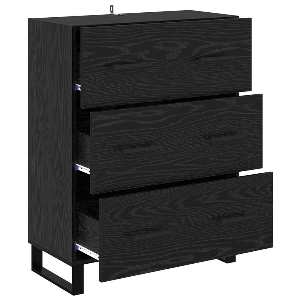 vidaXL Bufet Czarny Dąb 69,5 x 34 x 90 cm Drewno inżynieryjne i żelazo