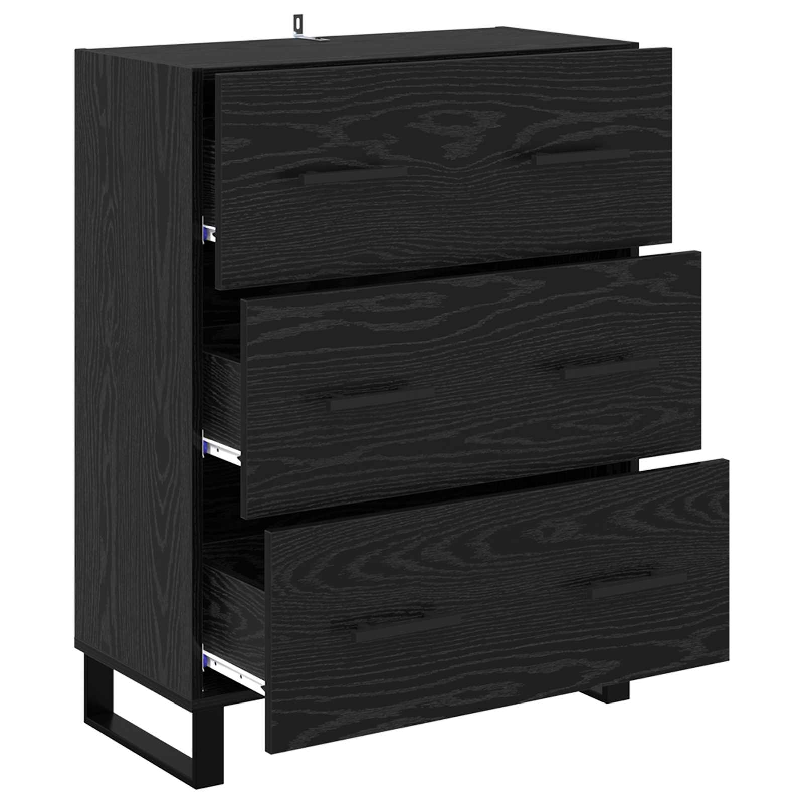 vidaXL Bufet Czarny Dąb 69,5 x 34 x 90 cm Drewno inżynieryjne i żelazo