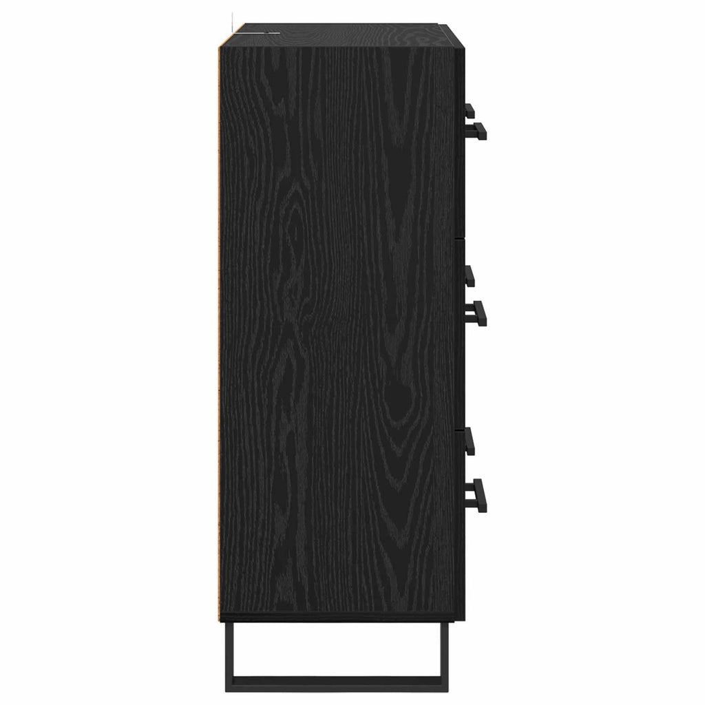 vidaXL Bufet Czarny Dąb 69,5 x 34 x 90 cm Drewno inżynieryjne i żelazo