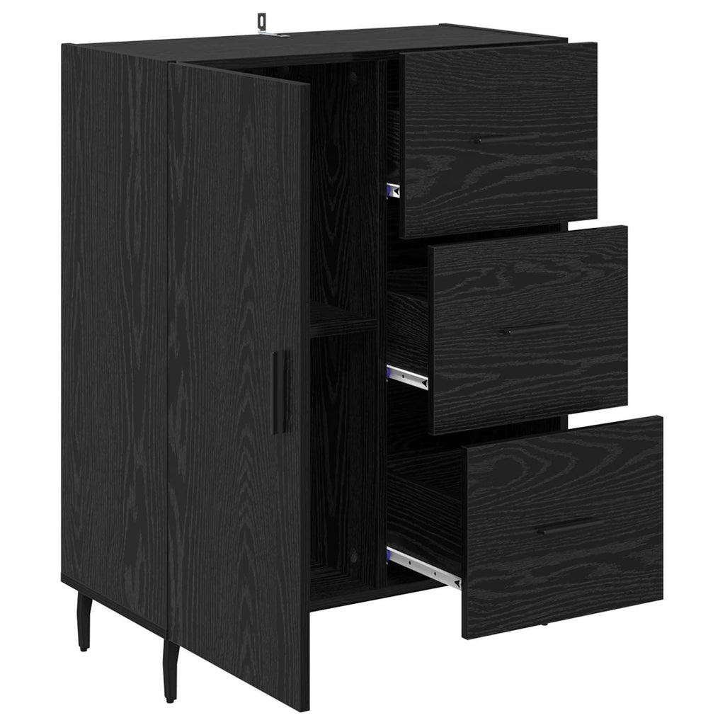 vidaXL Bufet Czarny Dąb 69,5 x 34 x 90 cm Drewno inżynieryjne i żelazo