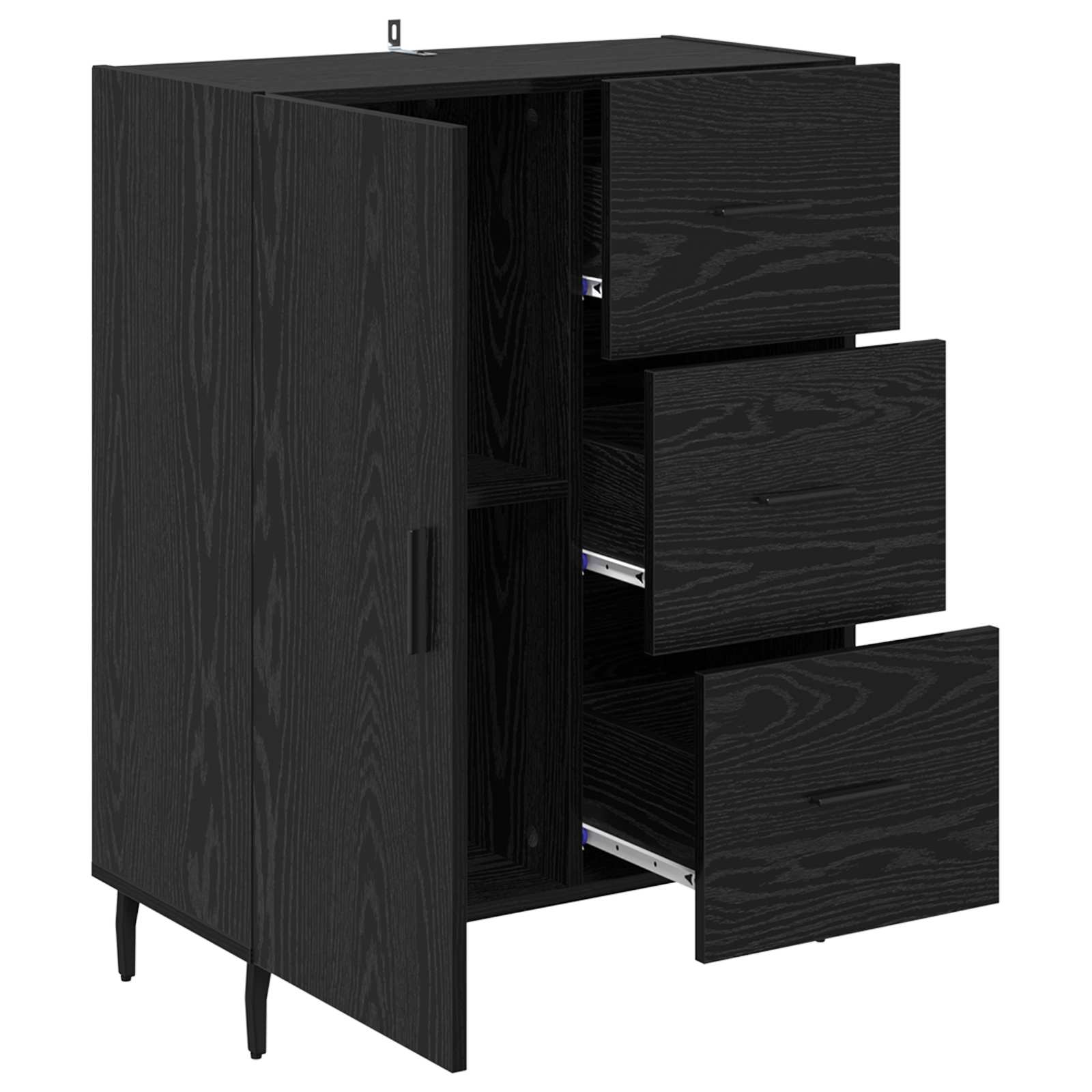 vidaXL Bufet Czarny Dąb 69,5 x 34 x 90 cm Drewno inżynieryjne i żelazo