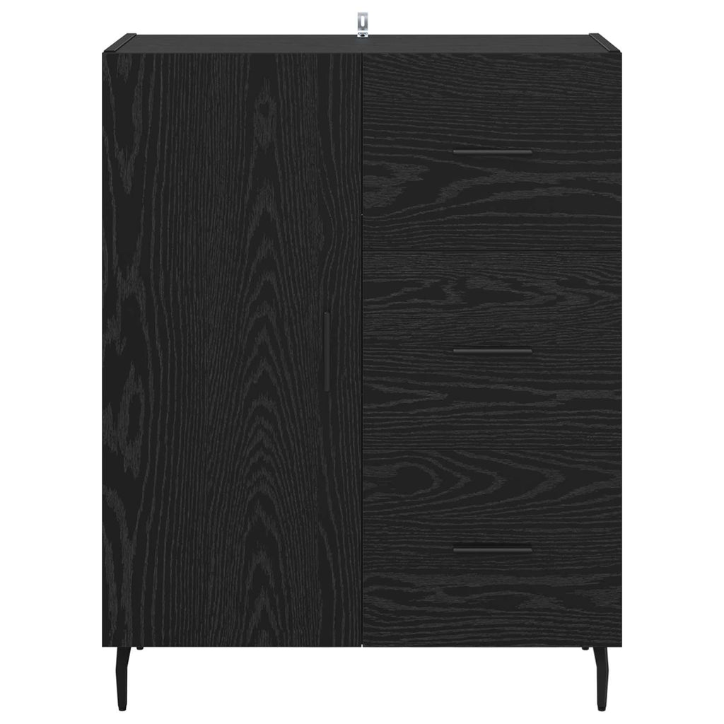vidaXL Bufet Czarny Dąb 69,5 x 34 x 90 cm Drewno inżynieryjne i żelazo