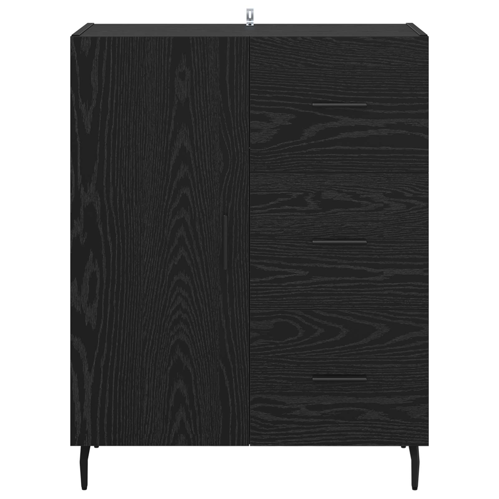 vidaXL Bufet Czarny Dąb 69,5 x 34 x 90 cm Drewno inżynieryjne i żelazo