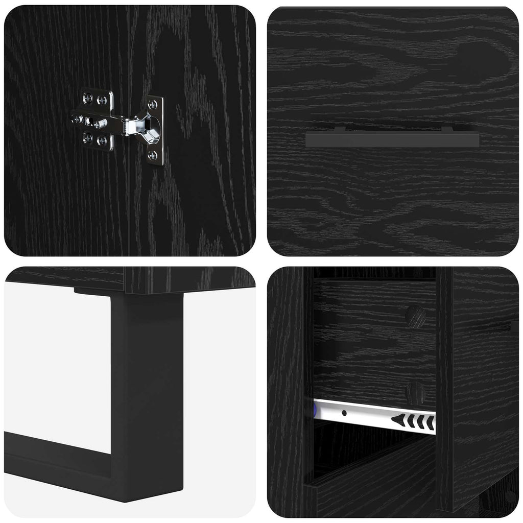 vidaXL Bufet Czarny Dąb 69,5 x 34 x 90 cm Drewno inżynieryjne i żelazo