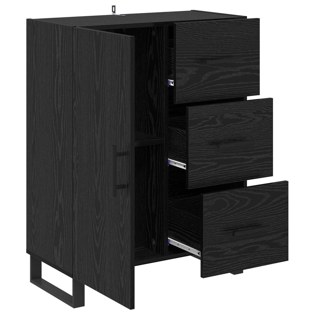 vidaXL Bufet Czarny Dąb 69,5 x 34 x 90 cm Drewno inżynieryjne i żelazo