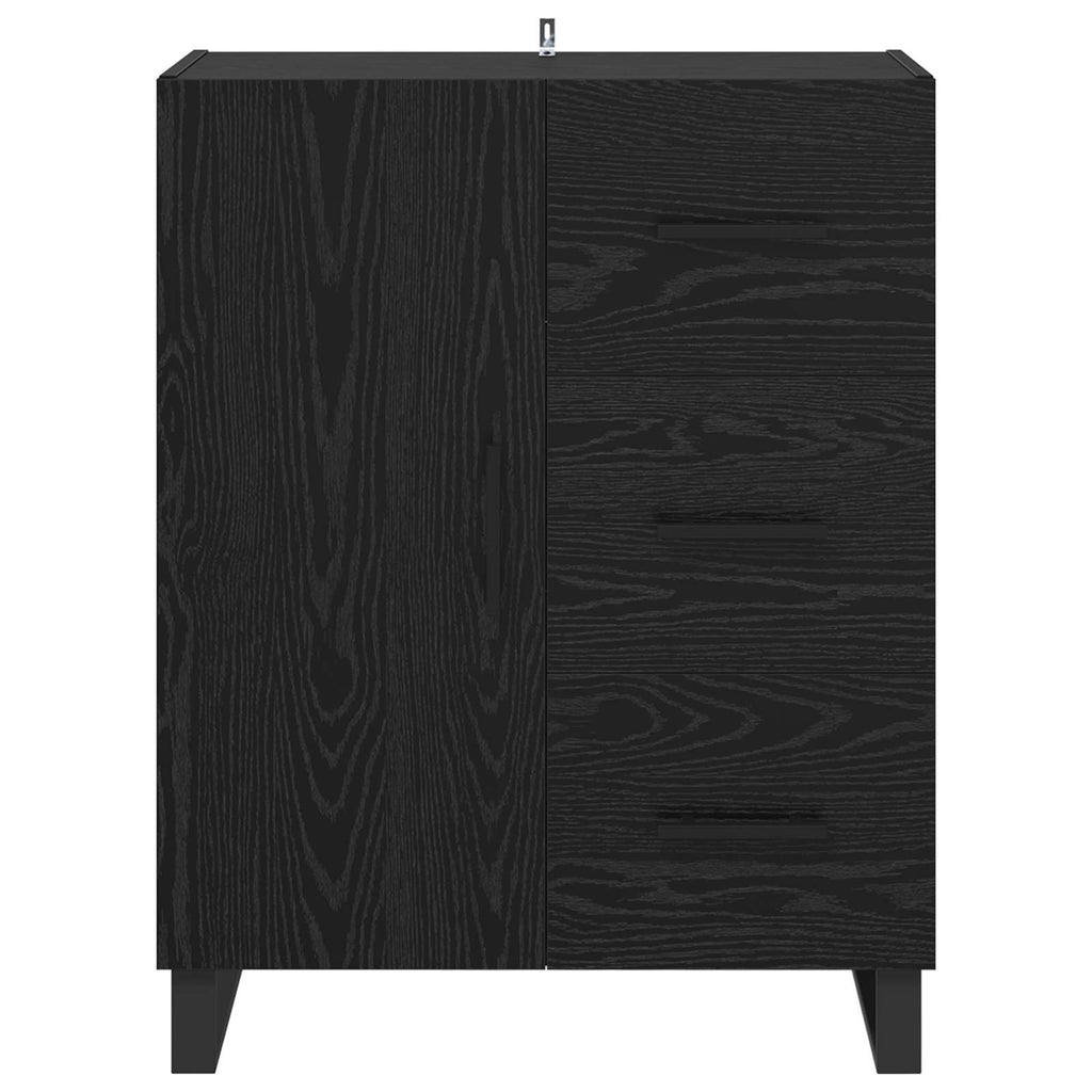 vidaXL Bufet Czarny Dąb 69,5 x 34 x 90 cm Drewno inżynieryjne i żelazo