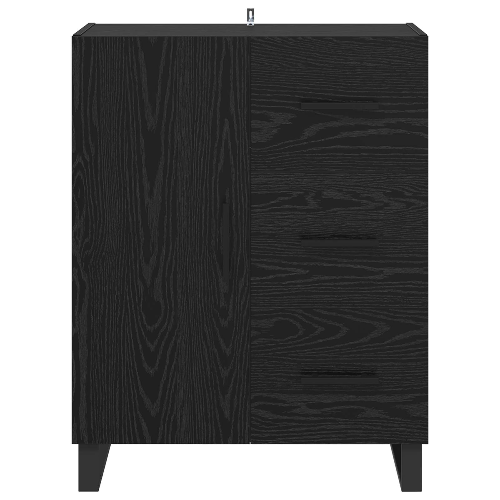vidaXL Bufet Czarny Dąb 69,5 x 34 x 90 cm Drewno inżynieryjne i żelazo
