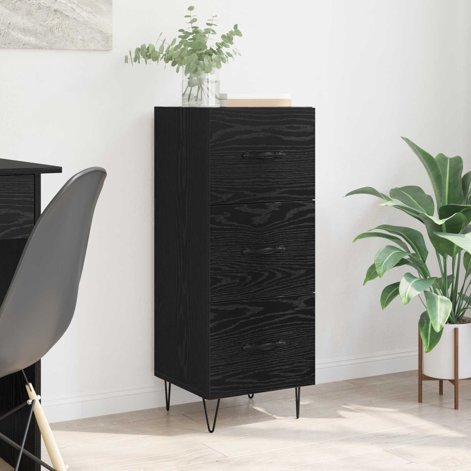 vidaXL Bufet Czarny dąb 34 x 34,5 x 90 cm Materiał drewnopochodny