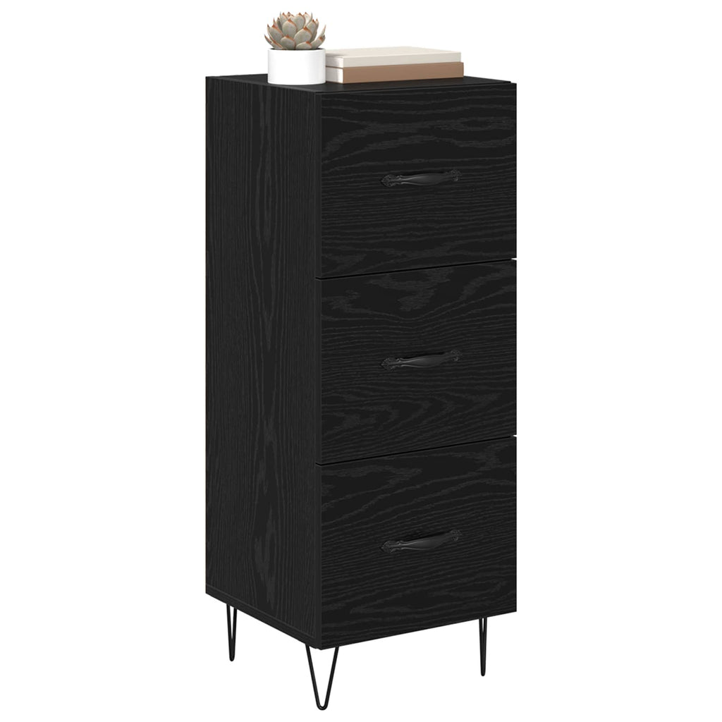 vidaXL Bufet Czarny dąb 34 x 34,5 x 90 cm Materiał drewnopochodny