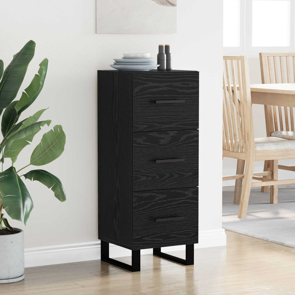 vidaXL Bufet Czarny Dąb 34,5 x 34 x 90 cm Drewno inżynieryjne i żelazo