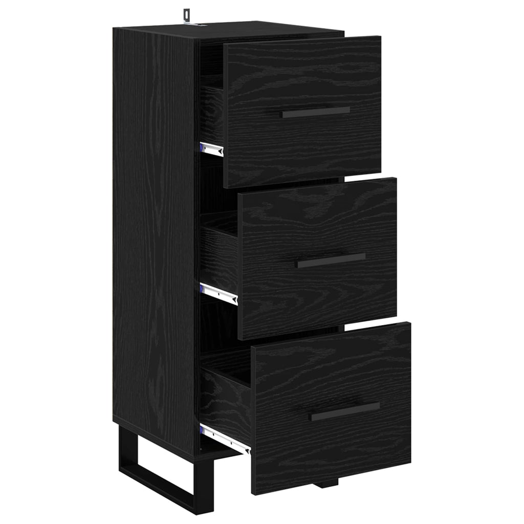 vidaXL Bufet Czarny Dąb 34,5 x 34 x 90 cm Drewno inżynieryjne i żelazo