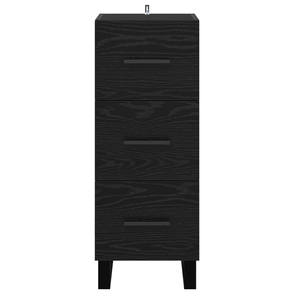 vidaXL Bufet Czarny Dąb 34,5 x 34 x 90 cm Drewno inżynieryjne i żelazo