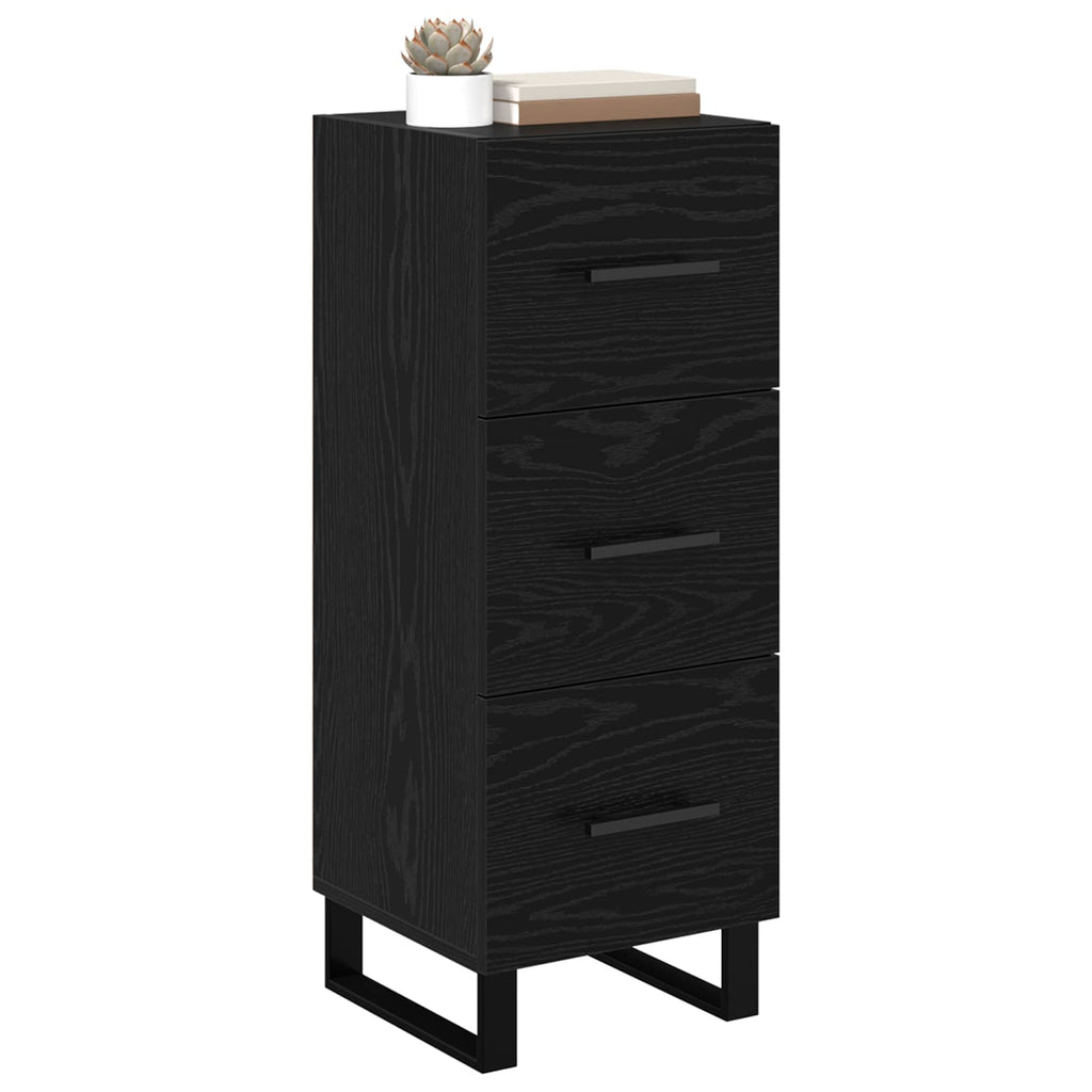 vidaXL Bufet Czarny Dąb 34,5 x 34 x 90 cm Drewno inżynieryjne i żelazo