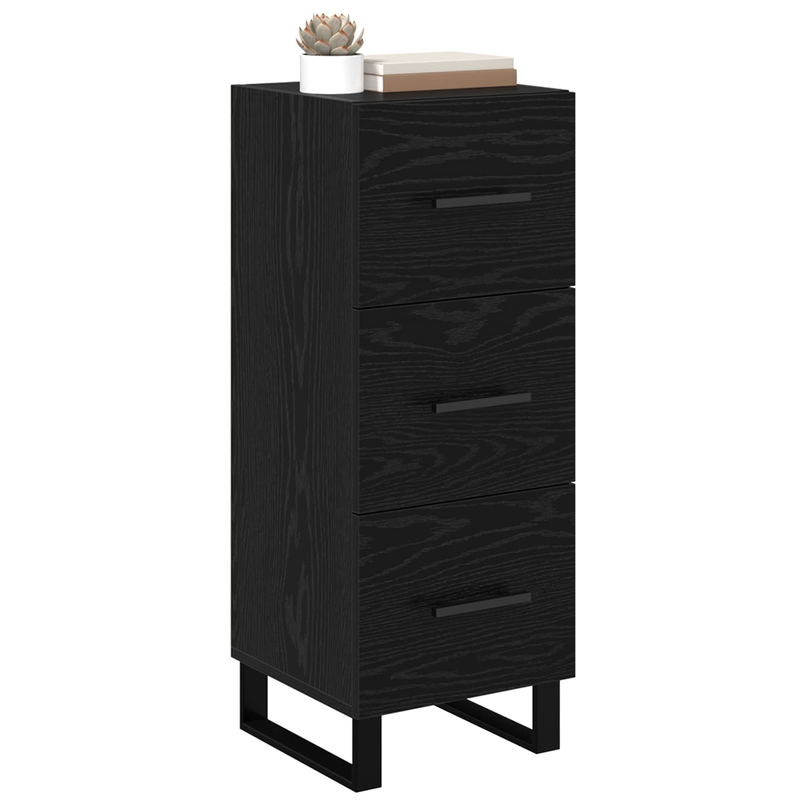 vidaXL Bufet Czarny Dąb 34,5 x 34 x 90 cm Drewno inżynieryjne i żelazo