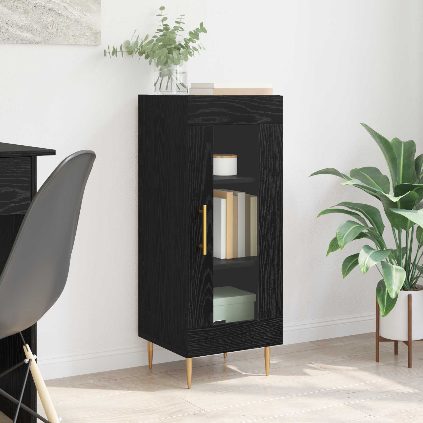 vidaXL Bufet Czarny dąb 34 x 34.5 x 90 cm Materiał drewnopochodny