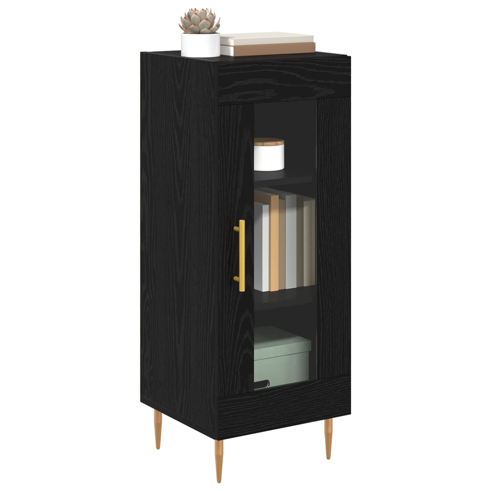 vidaXL Bufet Czarny dąb 34 x 34.5 x 90 cm Materiał drewnopochodny