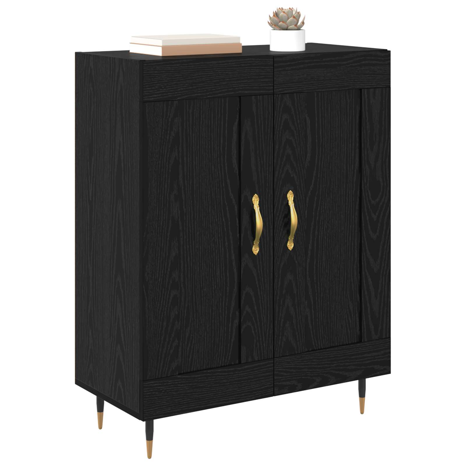 vidaXL Bufet Czarny Dąb 69,5 x 34 x 90 cm Materiał drewnopochodny