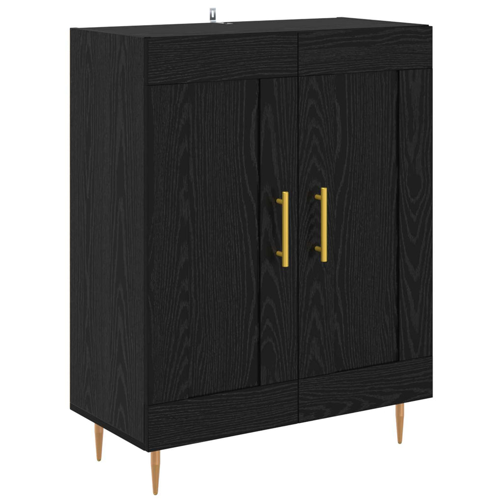 vidaXL Bufet Czarny Dąb 69,5 x 34 x 90 cm Drewno inżynieryjne i żelazo