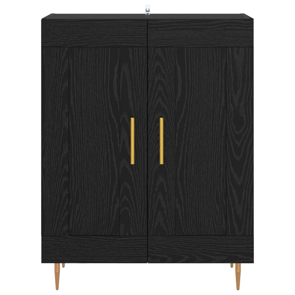 vidaXL Bufet Czarny Dąb 69,5 x 34 x 90 cm Drewno inżynieryjne i żelazo