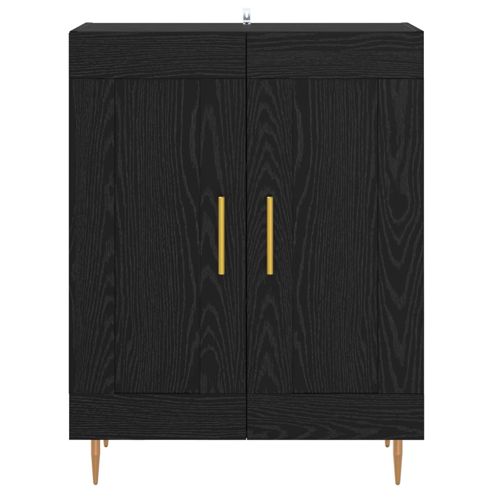 vidaXL Bufet Czarny Dąb 69,5 x 34 x 90 cm Drewno inżynieryjne i żelazo