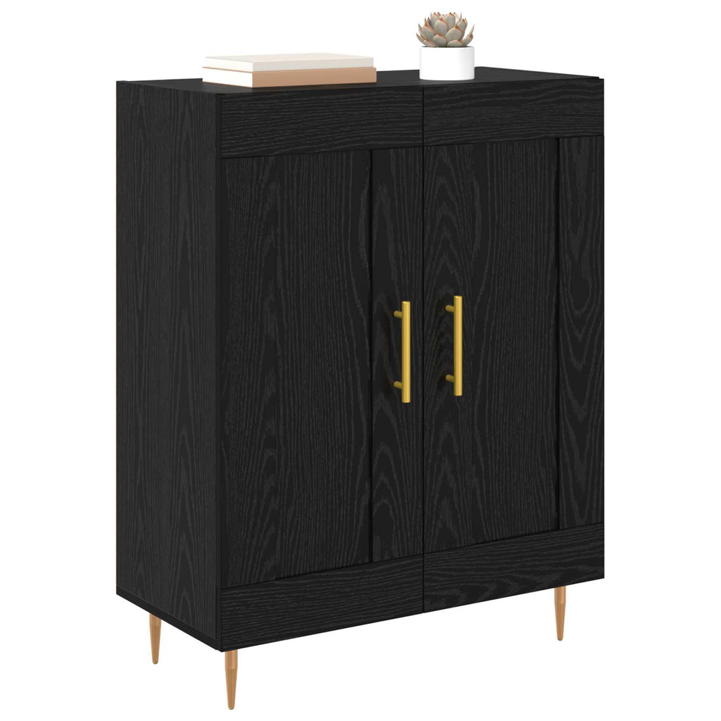 vidaXL Bufet Czarny Dąb 69,5 x 34 x 90 cm Drewno inżynieryjne i żelazo