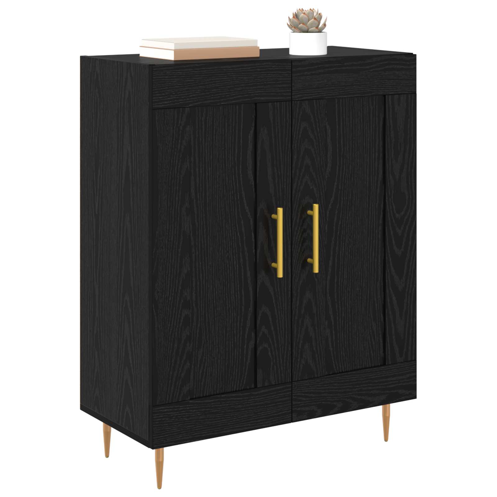 vidaXL Bufet Czarny Dąb 69,5 x 34 x 90 cm Drewno inżynieryjne i żelazo