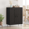 vidaXL Bufet Czarny Dąb 69,5 x 34 x 90 cm Drewno inżynieryjne i żelazo