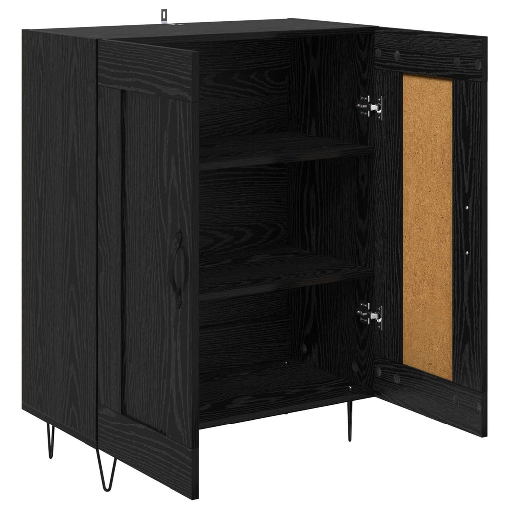 vidaXL Bufet Czarny Dąb 69,5 x 34 x 90 cm Drewno inżynieryjne i żelazo