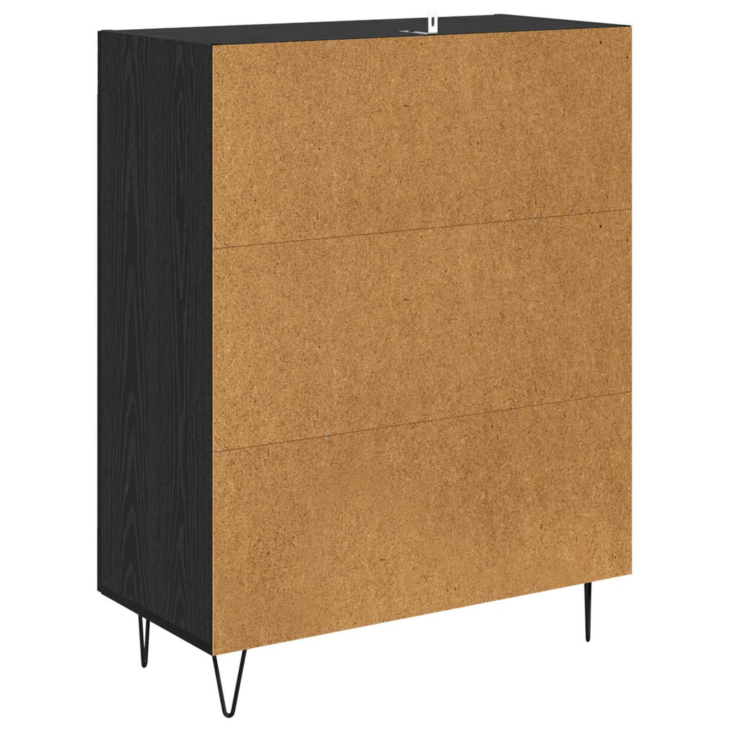 vidaXL Bufet Czarny Dąb 69,5 x 34 x 90 cm Drewno inżynieryjne i żelazo