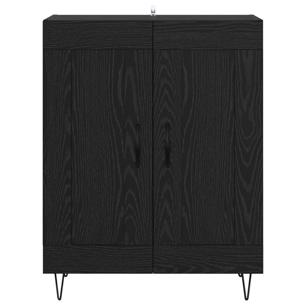 vidaXL Bufet Czarny Dąb 69,5 x 34 x 90 cm Drewno inżynieryjne i żelazo