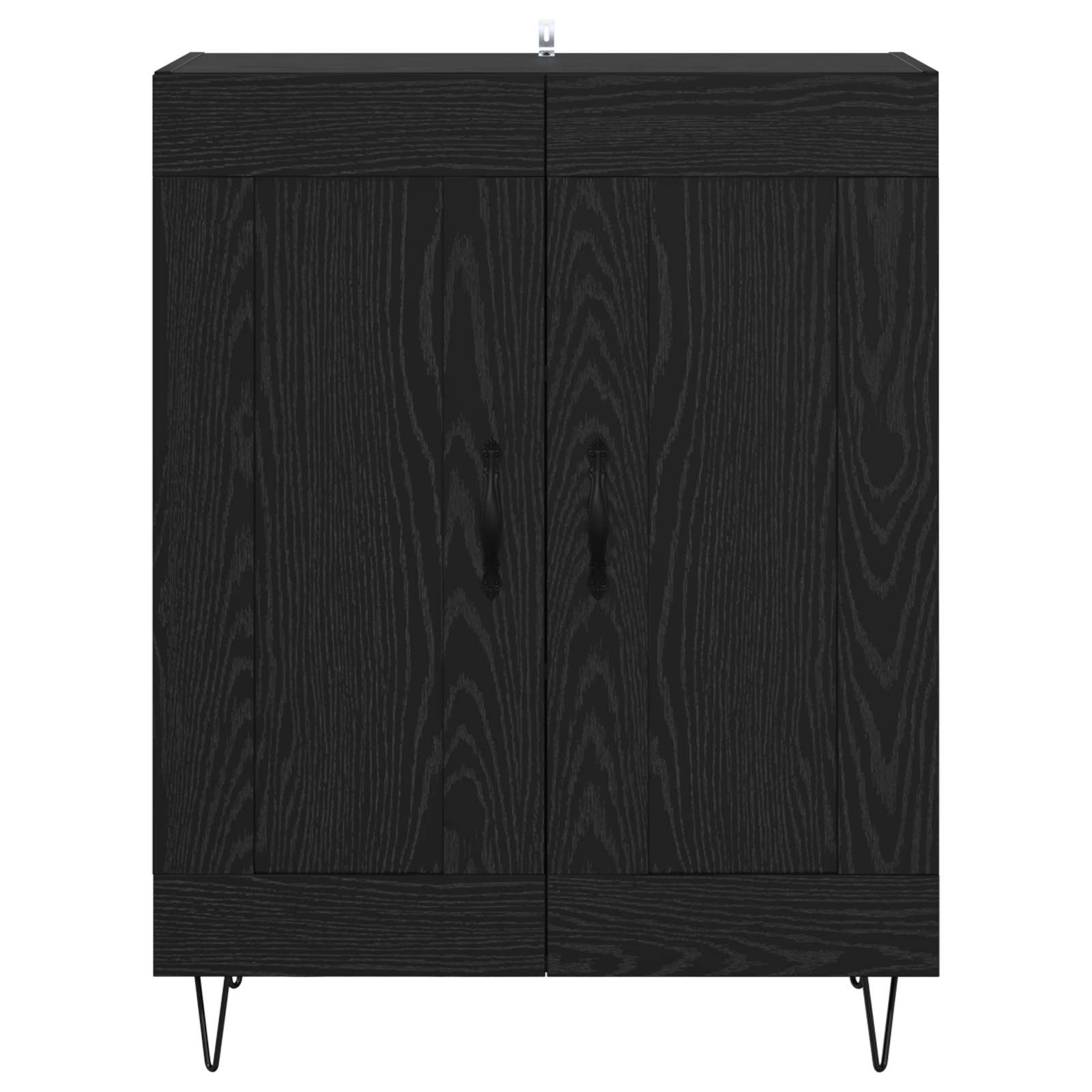 vidaXL Bufet Czarny Dąb 69,5 x 34 x 90 cm Drewno inżynieryjne i żelazo
