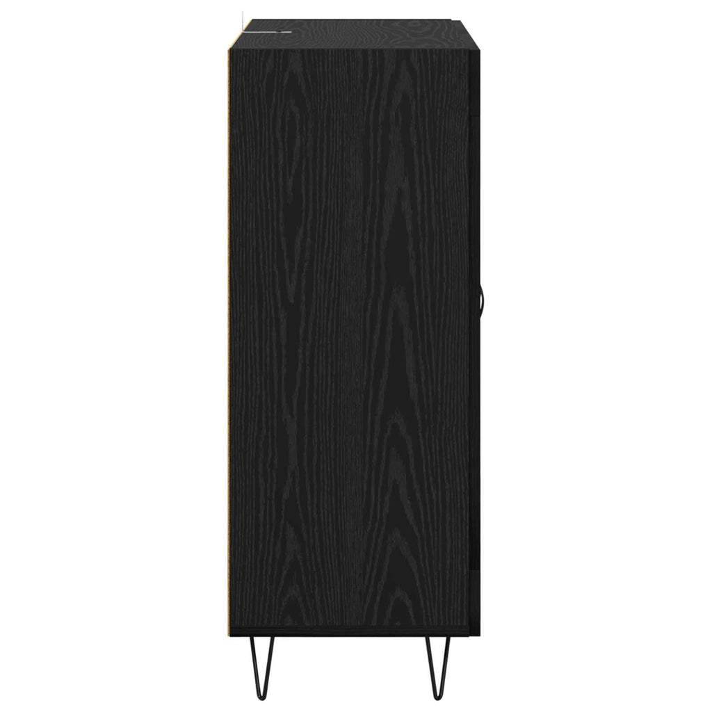 vidaXL Bufet Czarny Dąb 69,5 x 34 x 90 cm Drewno inżynieryjne i żelazo