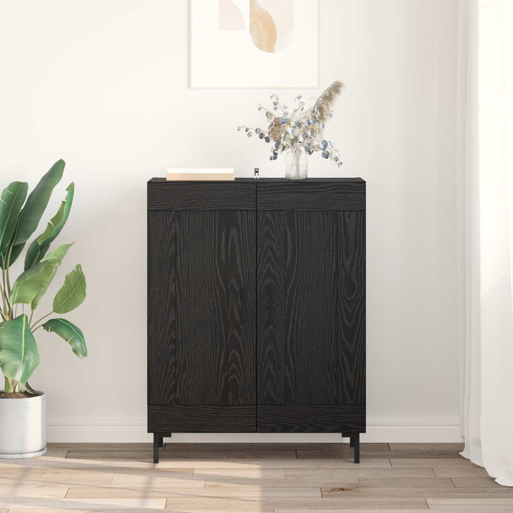 vidaXL Bufet Czarny Dąb 69,5 x 34 x 90 cm Drewno inżynieryjne i żelazo