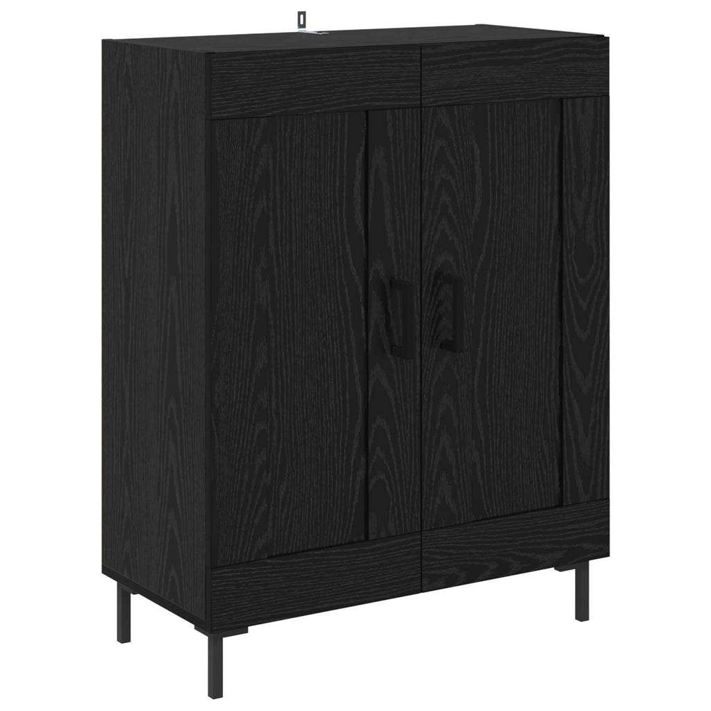 vidaXL Bufet Czarny Dąb 69,5 x 34 x 90 cm Drewno inżynieryjne i żelazo