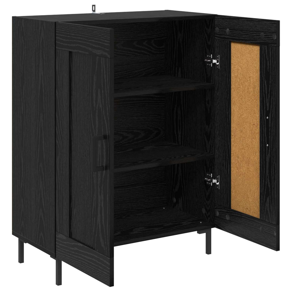 vidaXL Bufet Czarny Dąb 69,5 x 34 x 90 cm Drewno inżynieryjne i żelazo