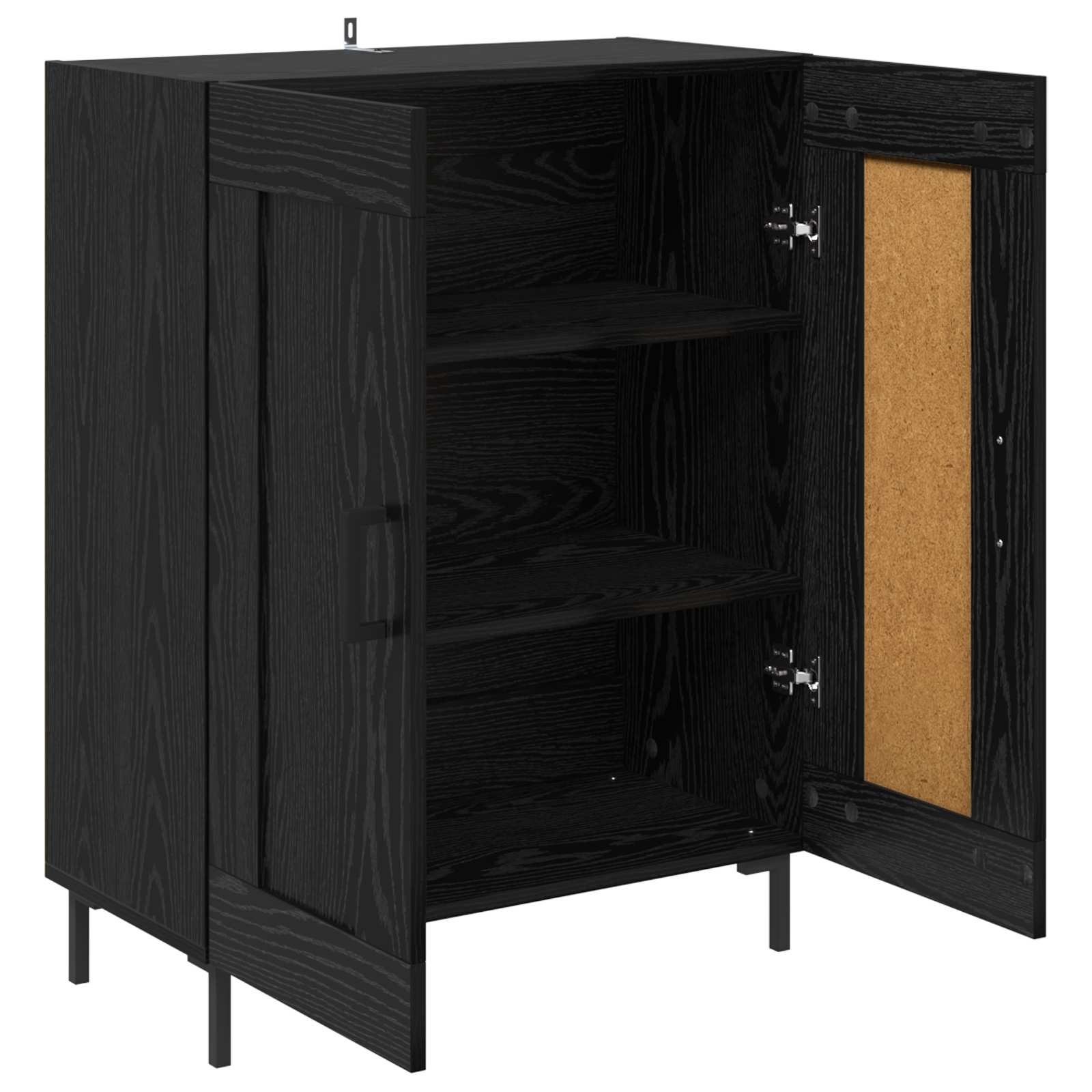 vidaXL Bufet Czarny Dąb 69,5 x 34 x 90 cm Drewno inżynieryjne i żelazo