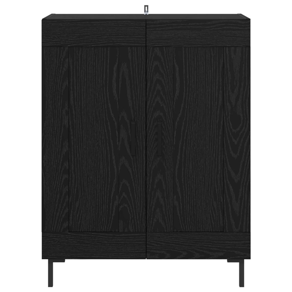 vidaXL Bufet Czarny Dąb 69,5 x 34 x 90 cm Drewno inżynieryjne i żelazo