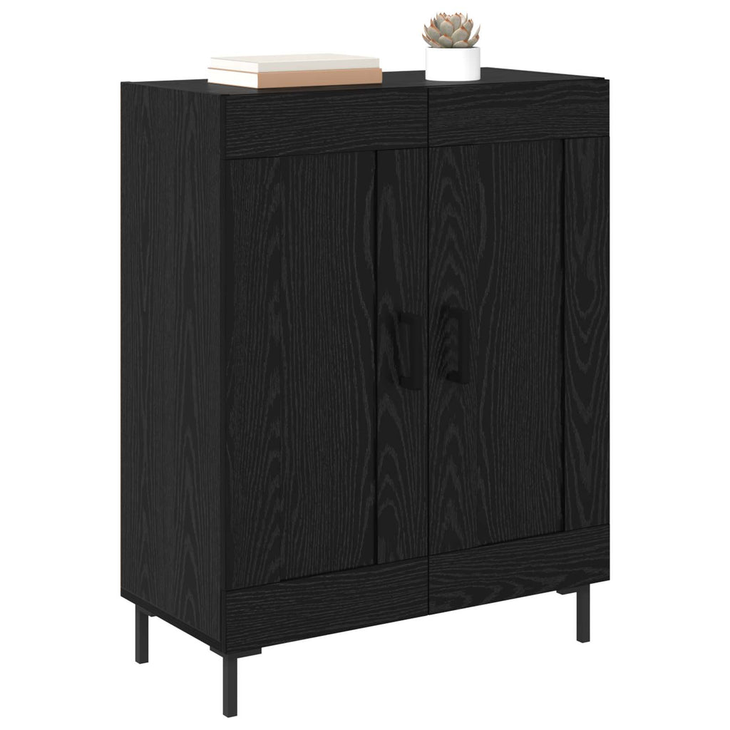 vidaXL Bufet Czarny Dąb 69,5 x 34 x 90 cm Drewno inżynieryjne i żelazo
