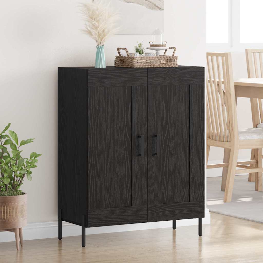 vidaXL Bufet Czarny Dąb 69,5 x 34 x 90 cm Drewno inżynieryjne i żelazo