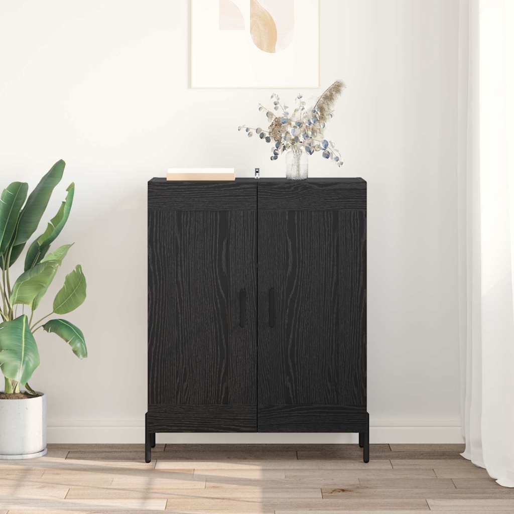 vidaXL Bufet Czarny Dąb 69,5 x 34 x 90 cm Drewno inżynieryjne i żelazo