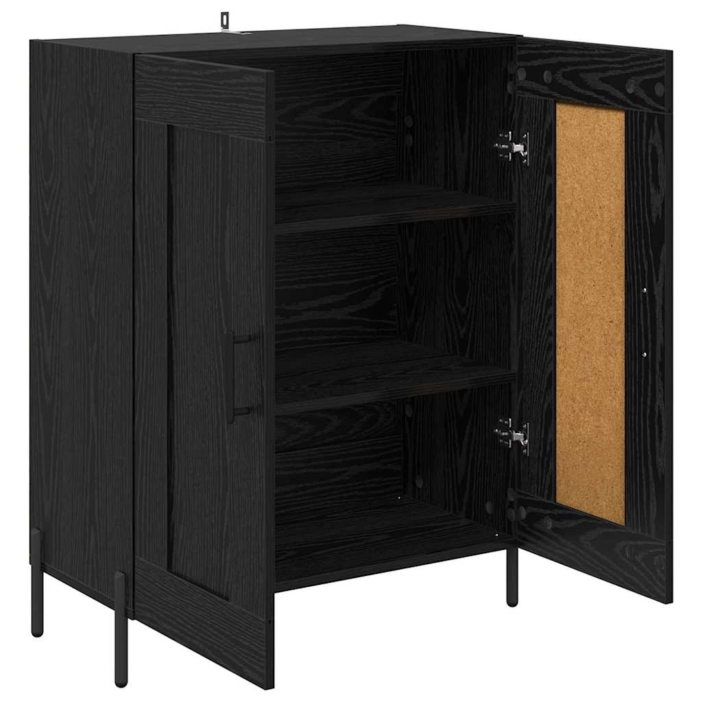 vidaXL Bufet Czarny Dąb 69,5 x 34 x 90 cm Drewno inżynieryjne i żelazo