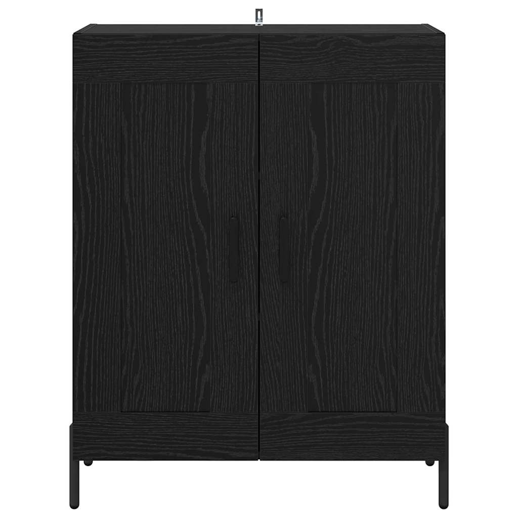 vidaXL Bufet Czarny Dąb 69,5 x 34 x 90 cm Drewno inżynieryjne i żelazo