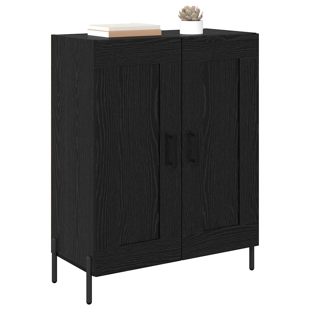 vidaXL Bufet Czarny Dąb 69,5 x 34 x 90 cm Drewno inżynieryjne i żelazo