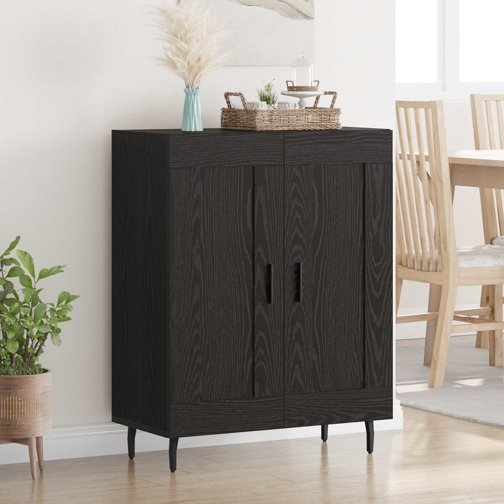 vidaXL Bufet Czarny Dąb 69,5 x 34 x 90 cm Drewno inżynieryjne i żelazo