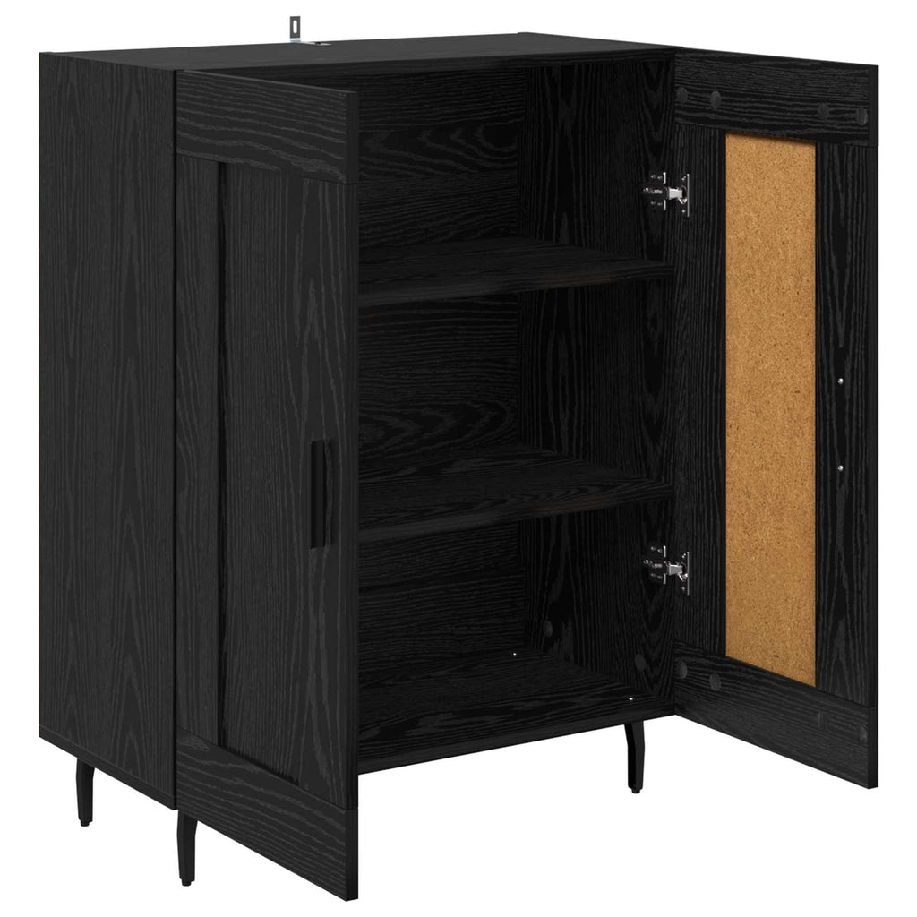 vidaXL Bufet Czarny Dąb 69,5 x 34 x 90 cm Drewno inżynieryjne i żelazo